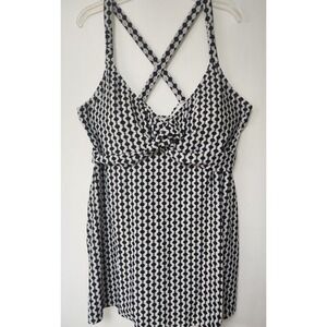 Jaclyn Smith Black White  Gray printed one piece swimsuit  swim dress  Size 24W